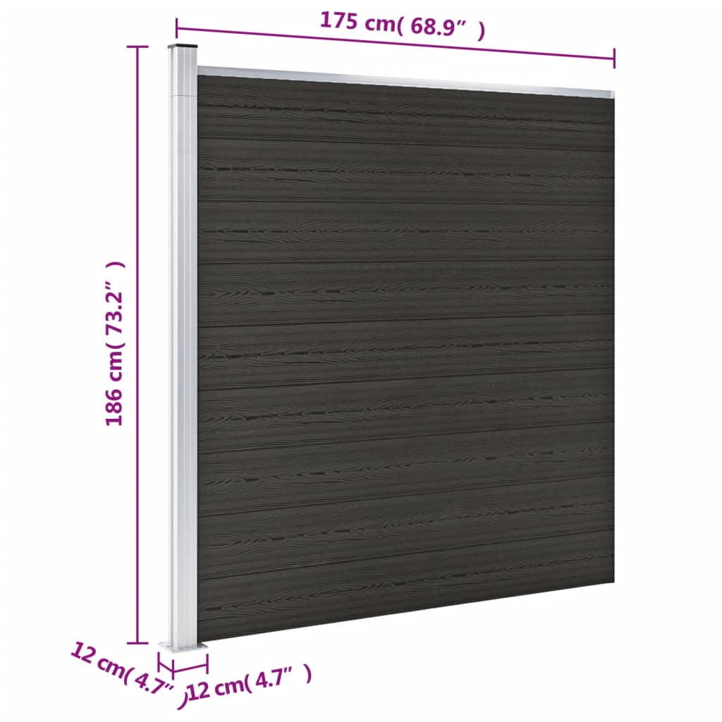 Schuttingpaneel 175x186 cm HKC zwart is nu te koop bij PeponiXL, paradijselijk wonen!