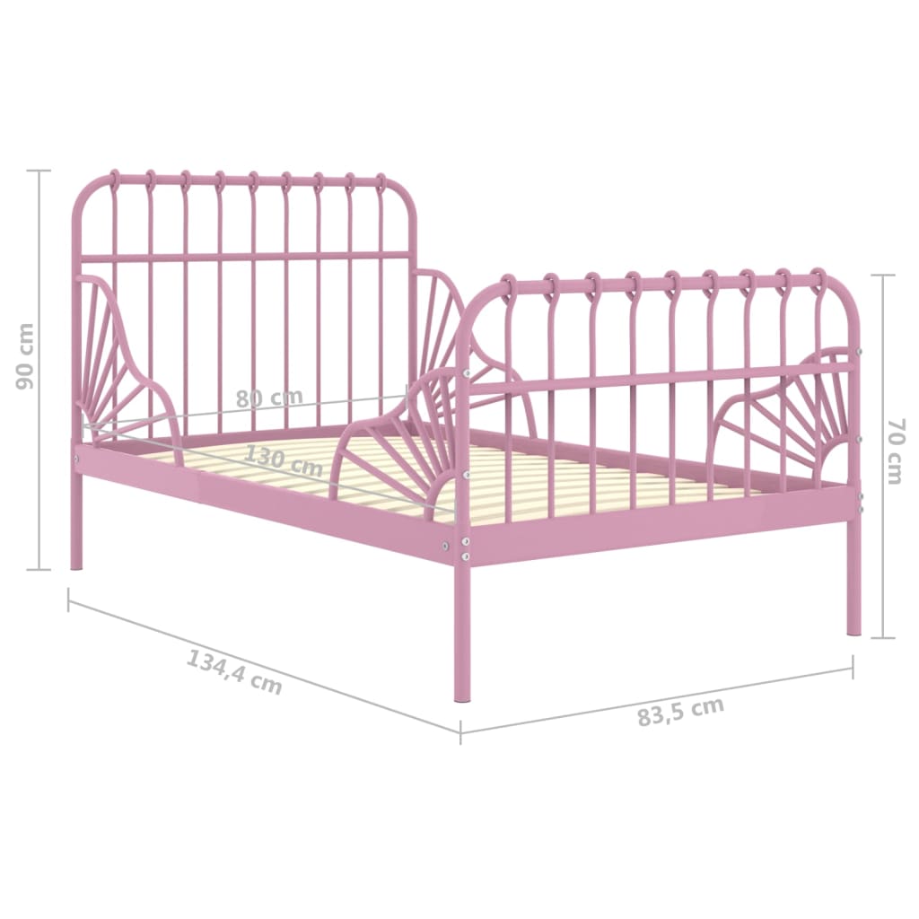 Bedframe verlengbaar metaal roze 80x130/200 cm is nu te koop bij PeponiXL, paradijselijk wonen!