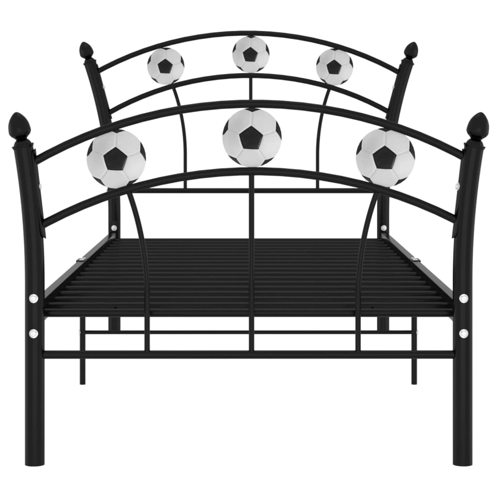 Bedframe met voetbaldesign metaal zwart 90x200 cm is nu te koop bij PeponiXL, paradijselijk wonen!