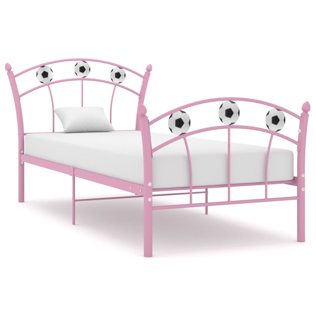 Bedframe met voetbaldesign metaal roze 90x200 cm is nu te koop bij PeponiXL, paradijselijk wonen!