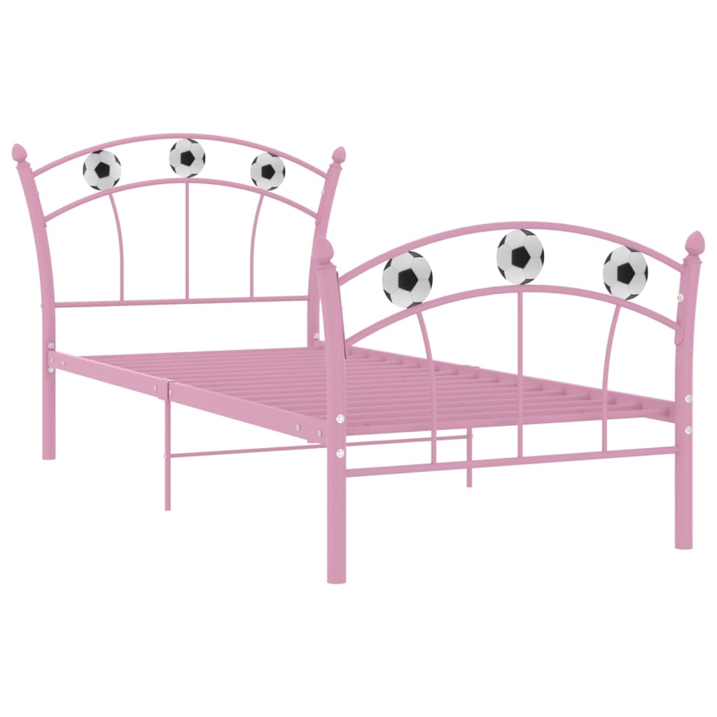 Bedframe met voetbaldesign metaal roze 90x200 cm is nu te koop bij PeponiXL, paradijselijk wonen!