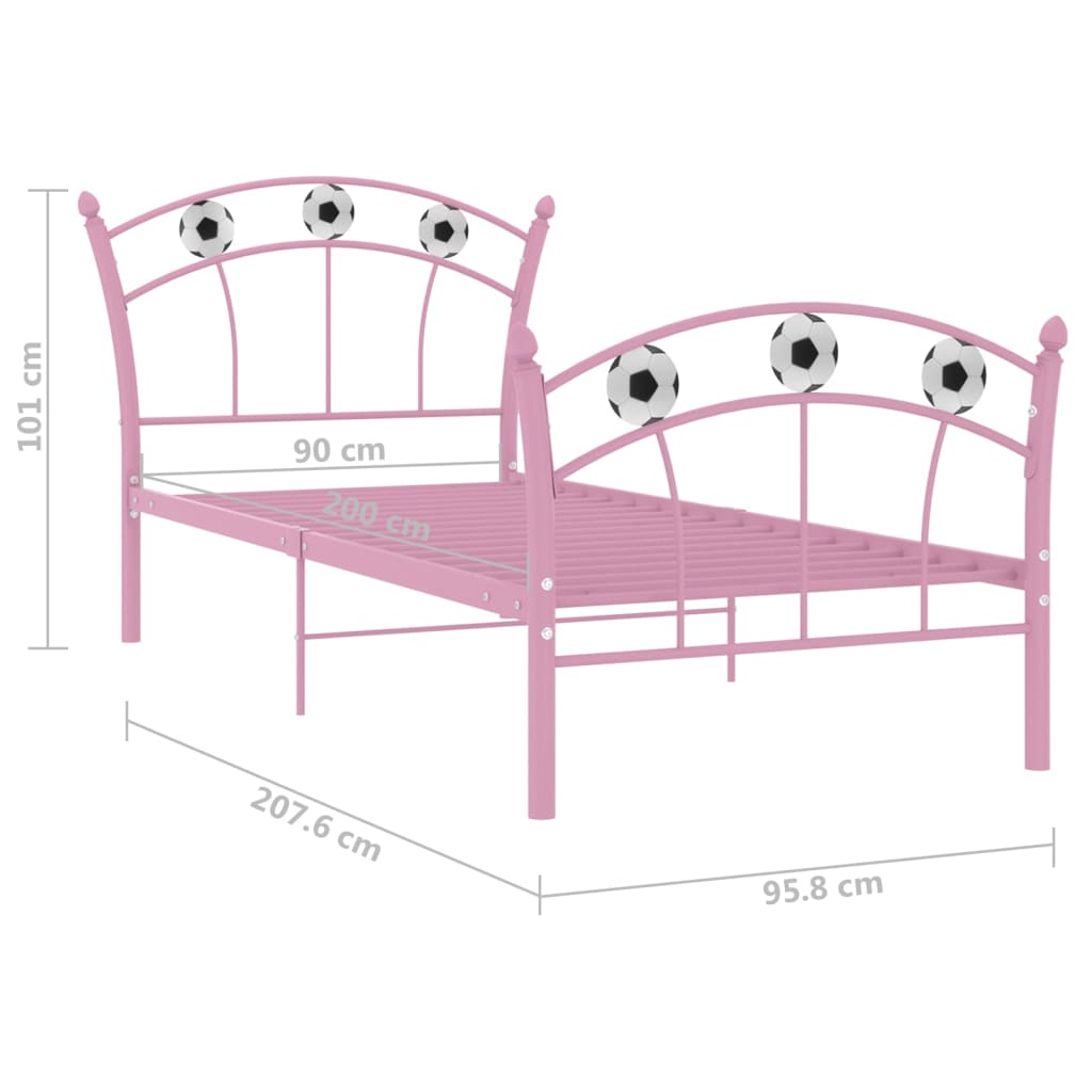 Bedframe met voetbaldesign metaal roze 90x200 cm is nu te koop bij PeponiXL, paradijselijk wonen!
