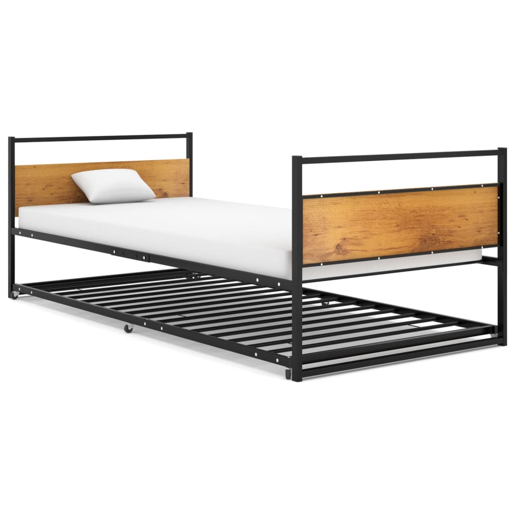 Bedframe uitschuifbaar metaal zwart 90x200 cm is nu te koop bij PeponiXL, paradijselijk wonen!