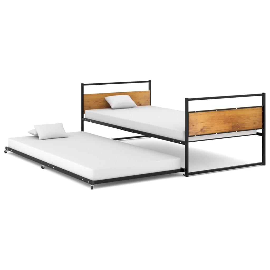 Bedframe uitschuifbaar metaal zwart 90x200 cm is nu te koop bij PeponiXL, paradijselijk wonen!