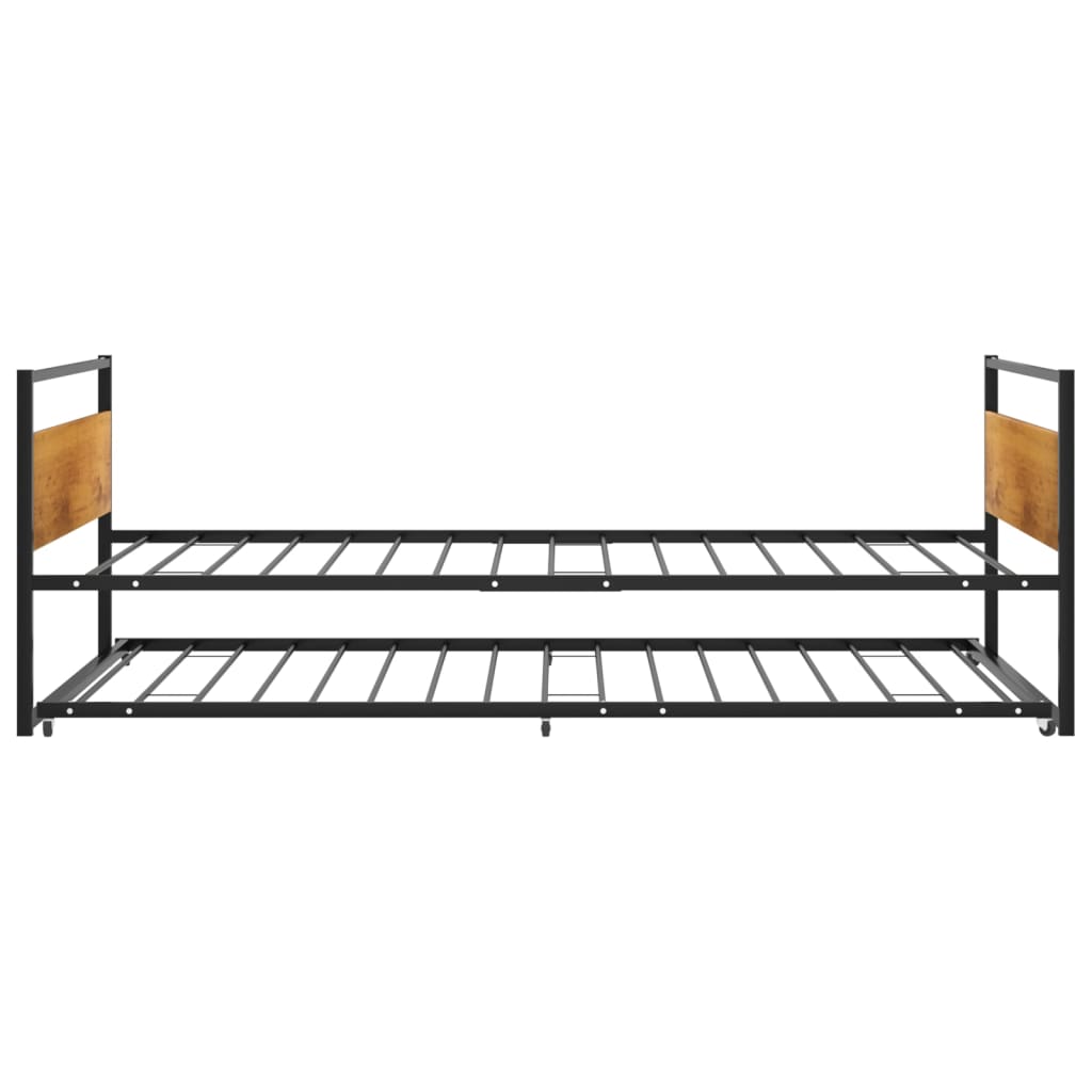 Bedframe uitschuifbaar metaal zwart 90x200 cm is nu te koop bij PeponiXL, paradijselijk wonen!