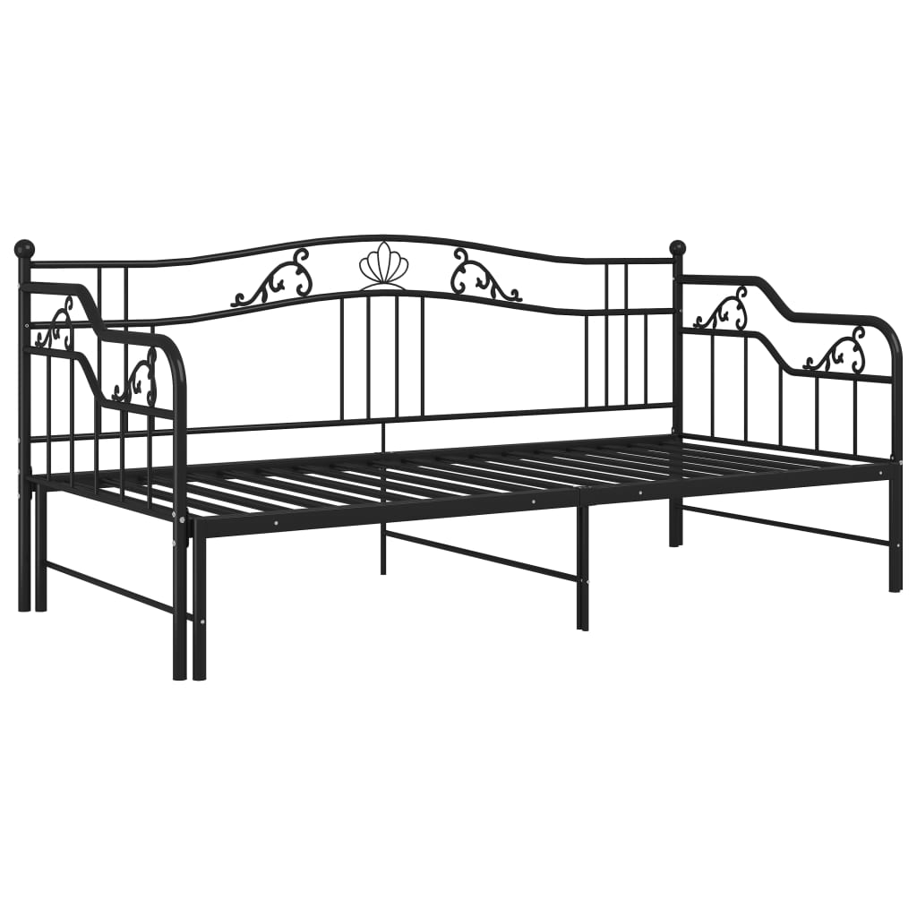 Slaapbank uittrekbaar metaal zwart 90x200 cm is nu te koop bij PeponiXL, paradijselijk wonen!