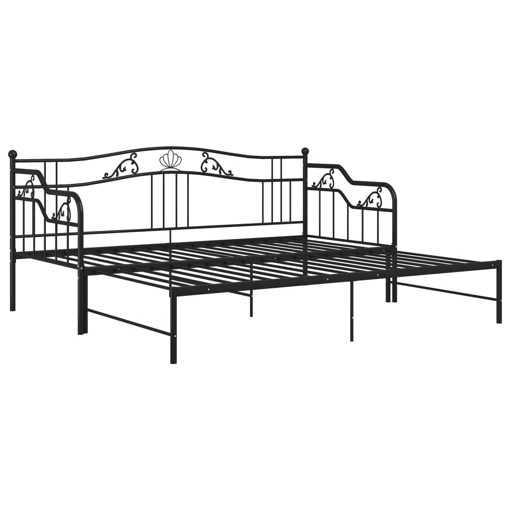 Slaapbank uittrekbaar metaal zwart 90x200 cm is nu te koop bij PeponiXL, paradijselijk wonen!