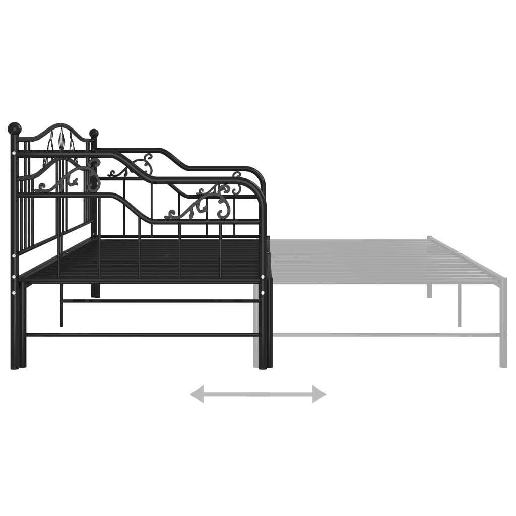 Slaapbank uittrekbaar metaal zwart 90x200 cm is nu te koop bij PeponiXL, paradijselijk wonen!