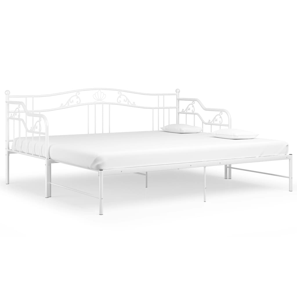 Slaapbank uittrekbaar metaal wit 90x200 cm is nu te koop bij PeponiXL, paradijselijk wonen!