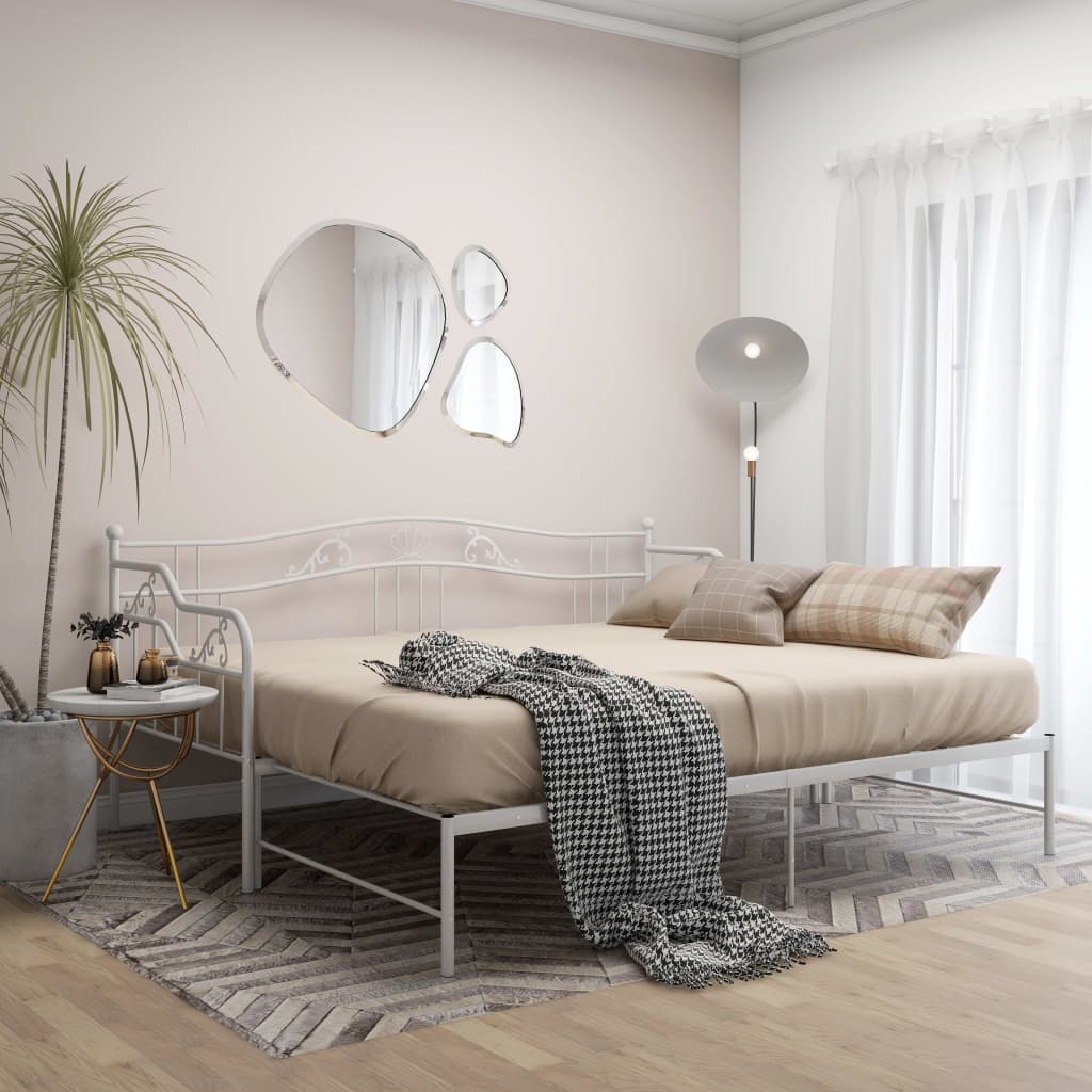 Slaapbank uittrekbaar metaal wit 90x200 cm is nu te koop bij PeponiXL, paradijselijk wonen!