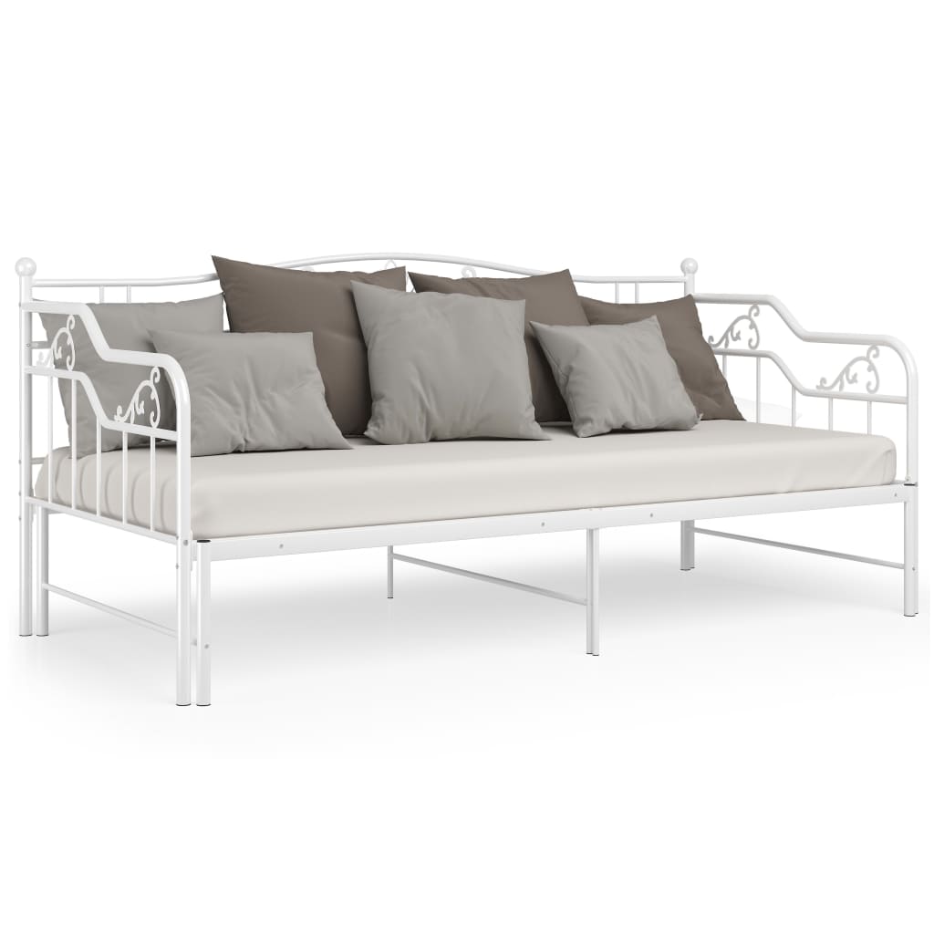 Slaapbank uittrekbaar metaal wit 90x200 cm is nu te koop bij PeponiXL, paradijselijk wonen!