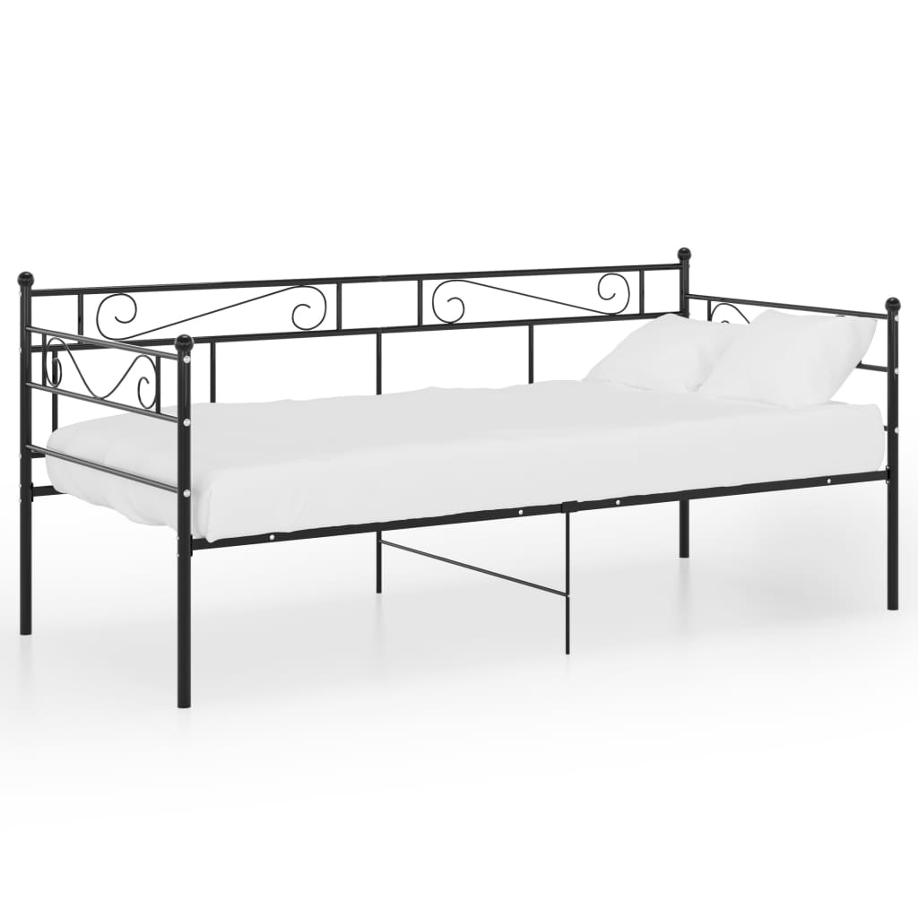 Slaapbank metaal zwart 90x200 cm is nu te koop bij PeponiXL, paradijselijk wonen!