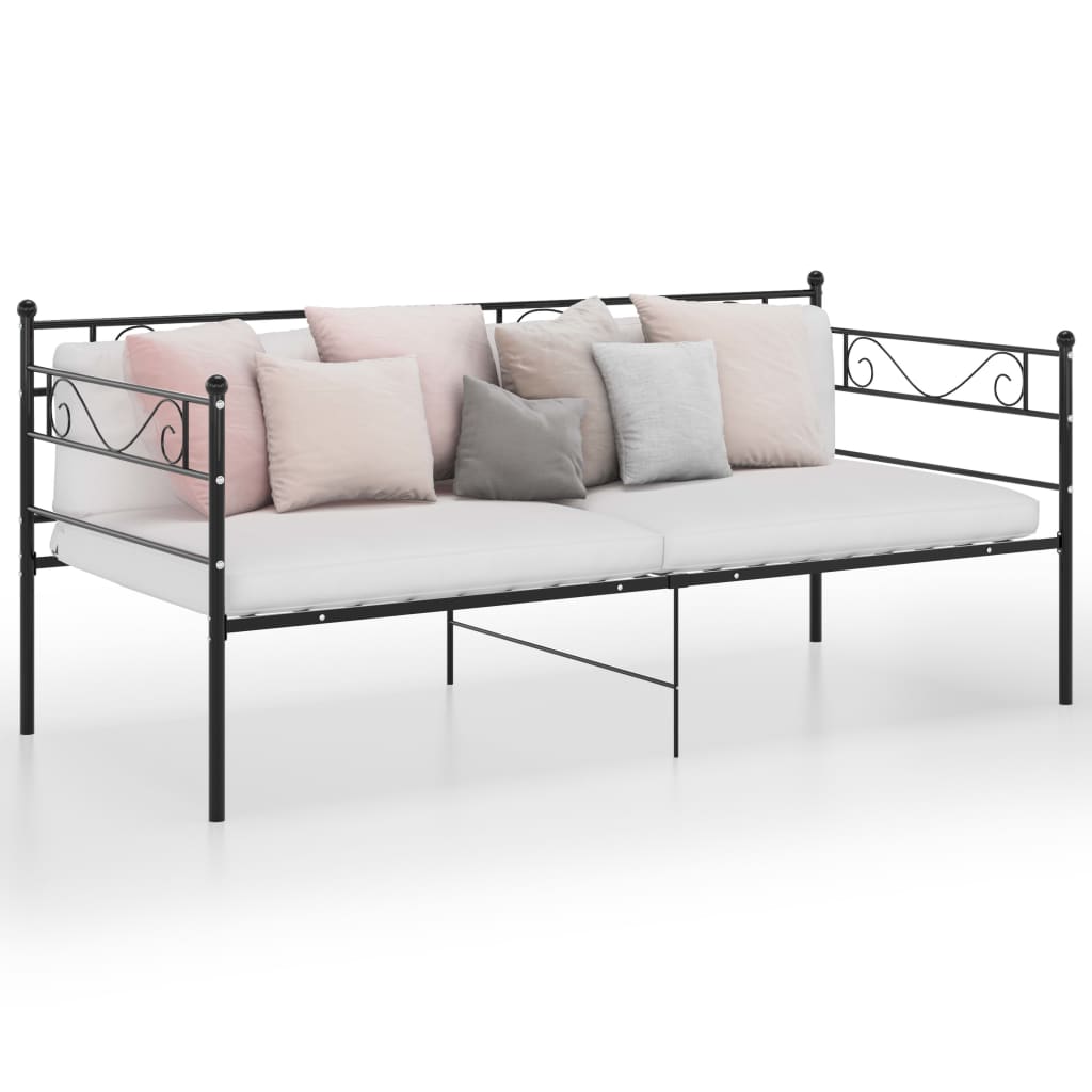 Slaapbank metaal zwart 90x200 cm is nu te koop bij PeponiXL, paradijselijk wonen!