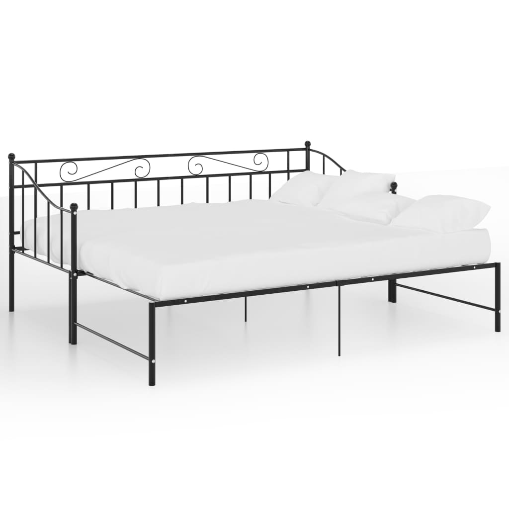 Slaapbankframe uittrekbaar metaal zwart 90x200 cm is nu te koop bij PeponiXL, paradijselijk wonen!