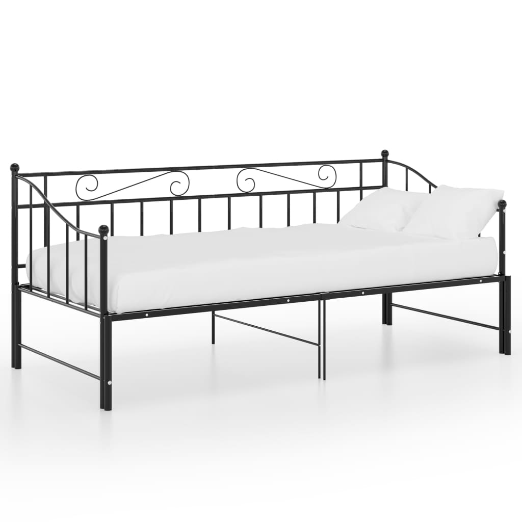 Slaapbankframe uittrekbaar metaal zwart 90x200 cm is nu te koop bij PeponiXL, paradijselijk wonen!