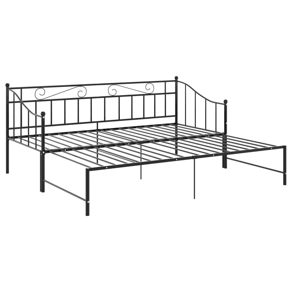Slaapbankframe uittrekbaar metaal zwart 90x200 cm is nu te koop bij PeponiXL, paradijselijk wonen!