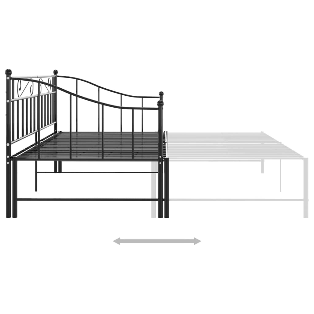 Slaapbankframe uittrekbaar metaal zwart 90x200 cm is nu te koop bij PeponiXL, paradijselijk wonen!