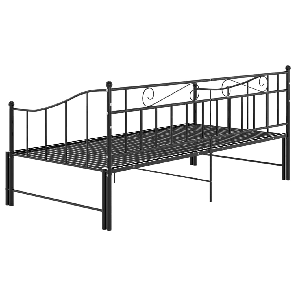 Slaapbankframe uittrekbaar metaal zwart 90x200 cm is nu te koop bij PeponiXL, paradijselijk wonen!