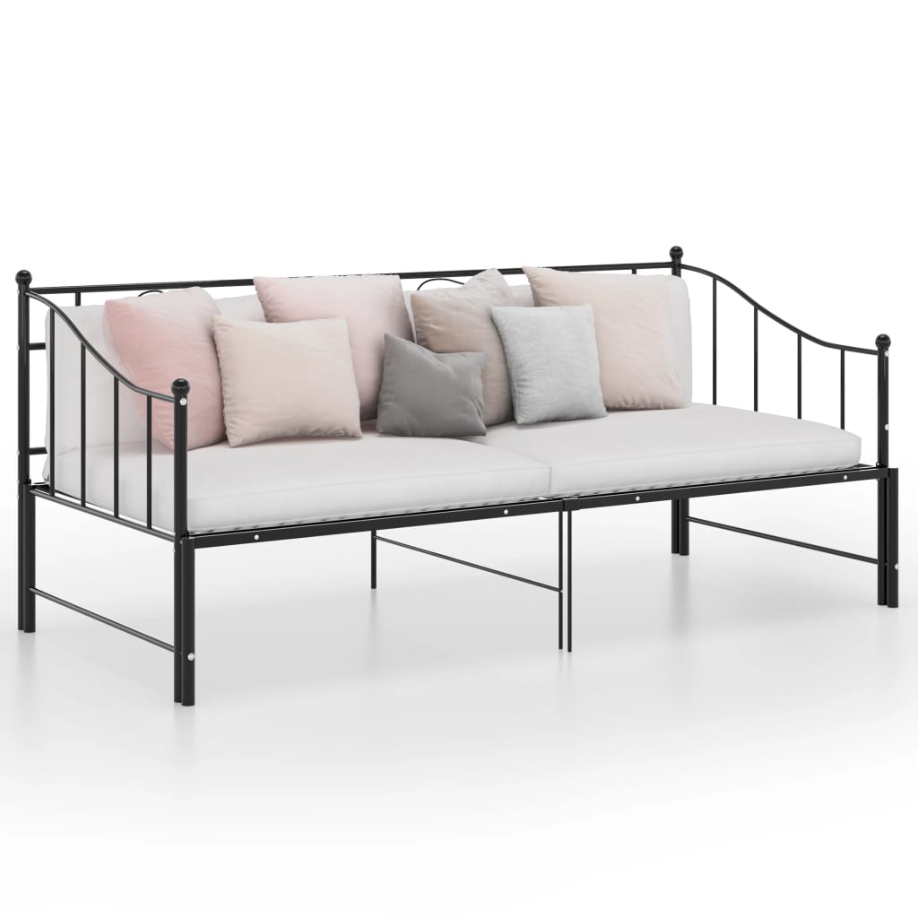 Slaapbankframe uittrekbaar metaal zwart 90x200 cm is nu te koop bij PeponiXL, paradijselijk wonen!