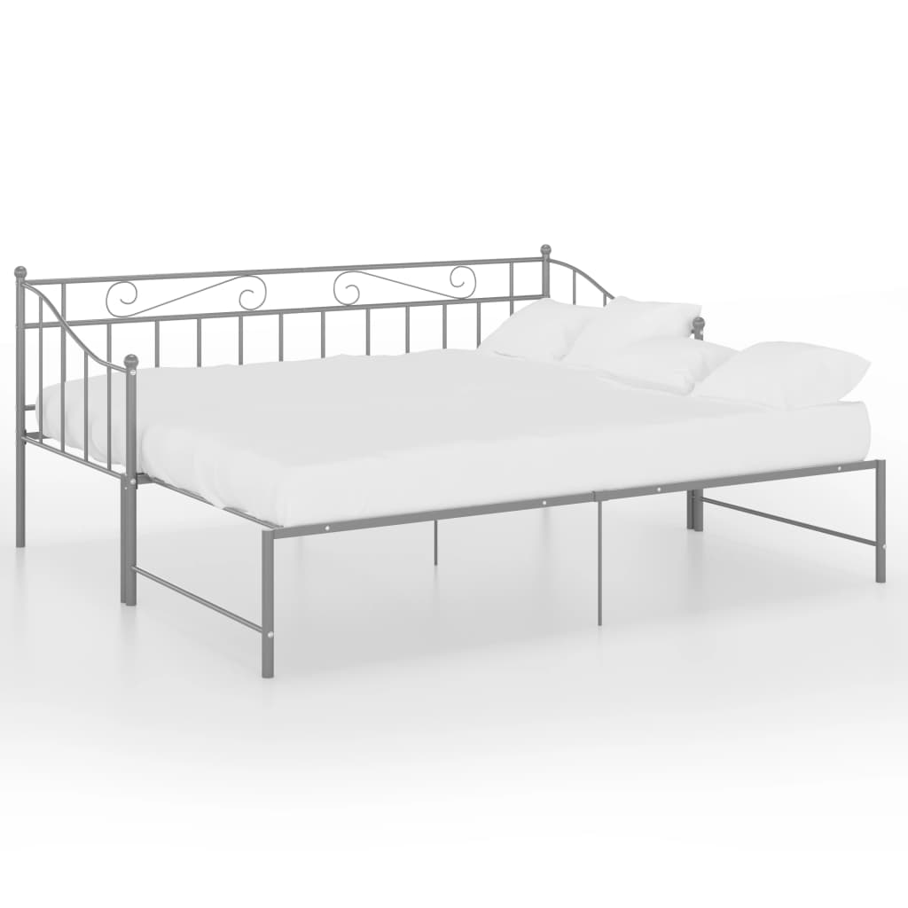 Slaapbank uittrekbaar metaal grijs 90x200 cm is nu te koop bij PeponiXL, paradijselijk wonen!
