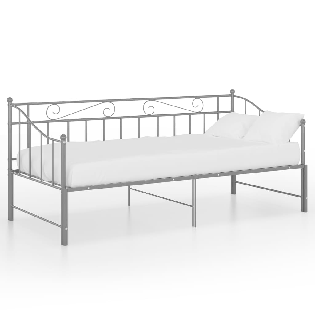 Slaapbank uittrekbaar metaal grijs 90x200 cm is nu te koop bij PeponiXL, paradijselijk wonen!