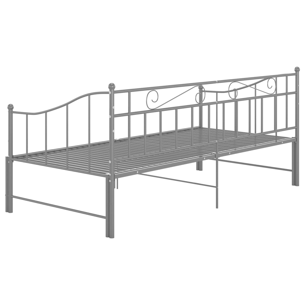Slaapbank uittrekbaar metaal grijs 90x200 cm is nu te koop bij PeponiXL, paradijselijk wonen!