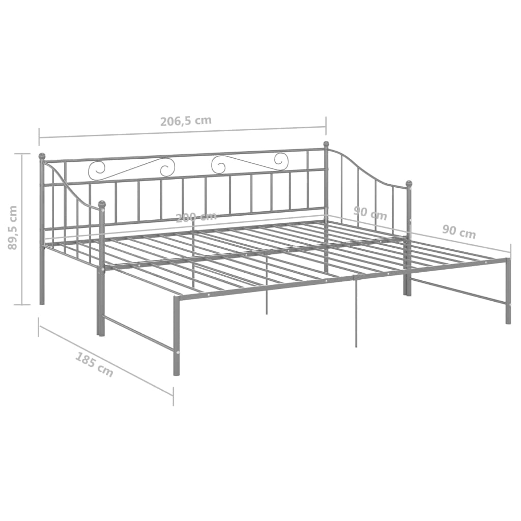Slaapbank uittrekbaar metaal grijs 90x200 cm is nu te koop bij PeponiXL, paradijselijk wonen!