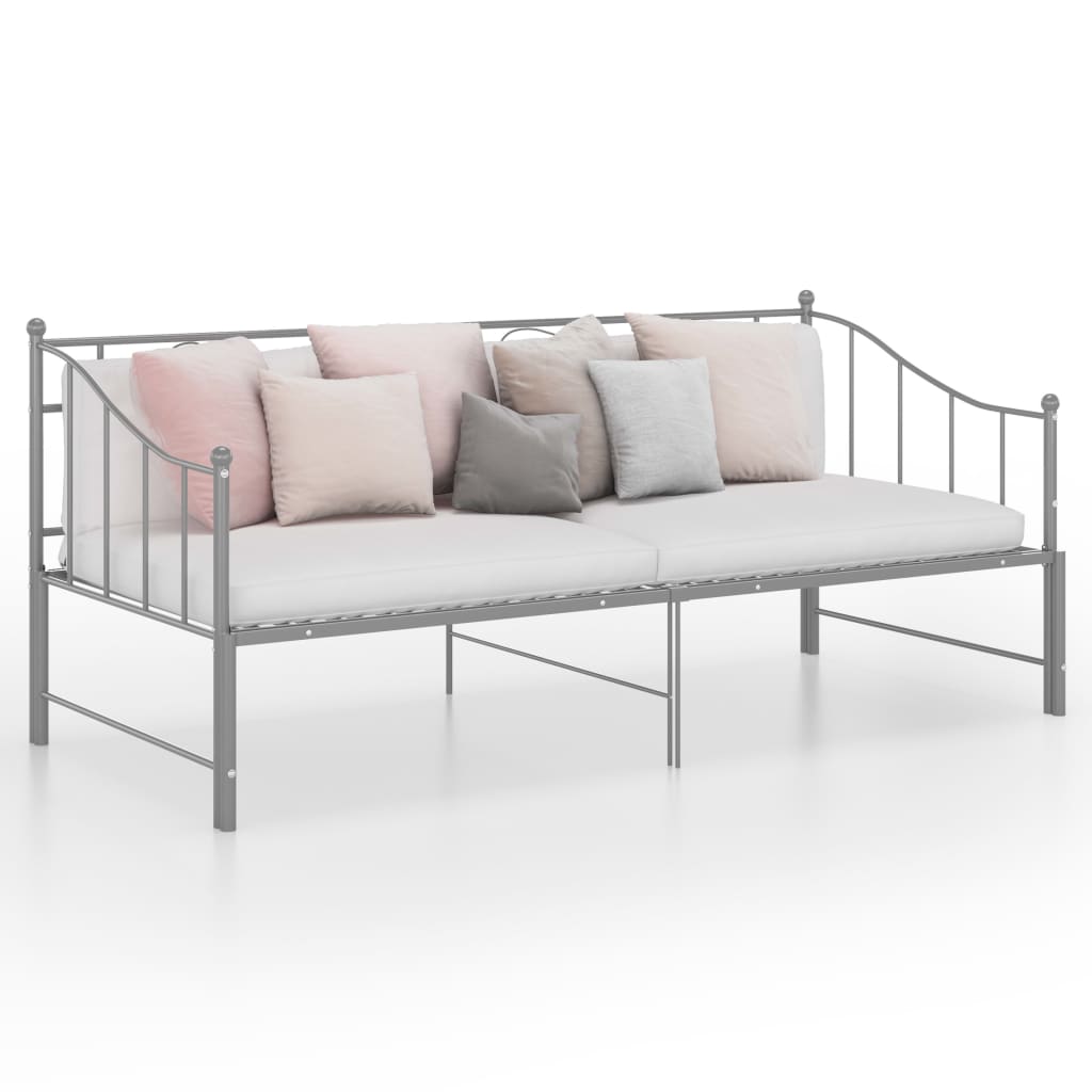 Slaapbank uittrekbaar metaal grijs 90x200 cm is nu te koop bij PeponiXL, paradijselijk wonen!