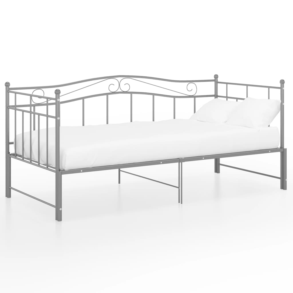 Slaapbank uittrekbaar metaal grijs 90x200 cm is nu te koop bij PeponiXL, paradijselijk wonen!