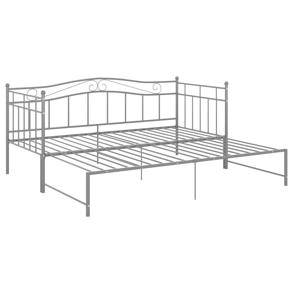 Slaapbank uittrekbaar metaal grijs 90x200 cm is nu te koop bij PeponiXL, paradijselijk wonen!