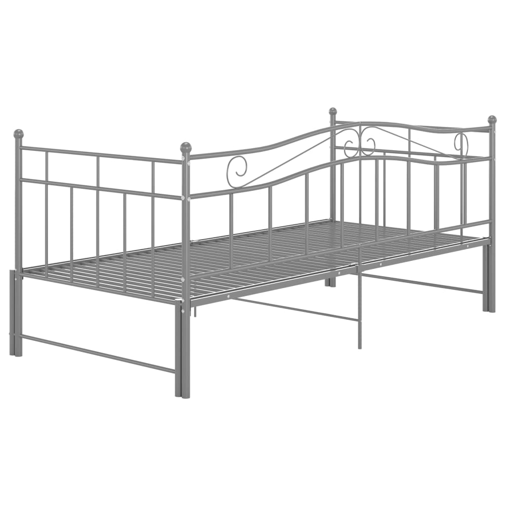 Slaapbank uittrekbaar metaal grijs 90x200 cm is nu te koop bij PeponiXL, paradijselijk wonen!