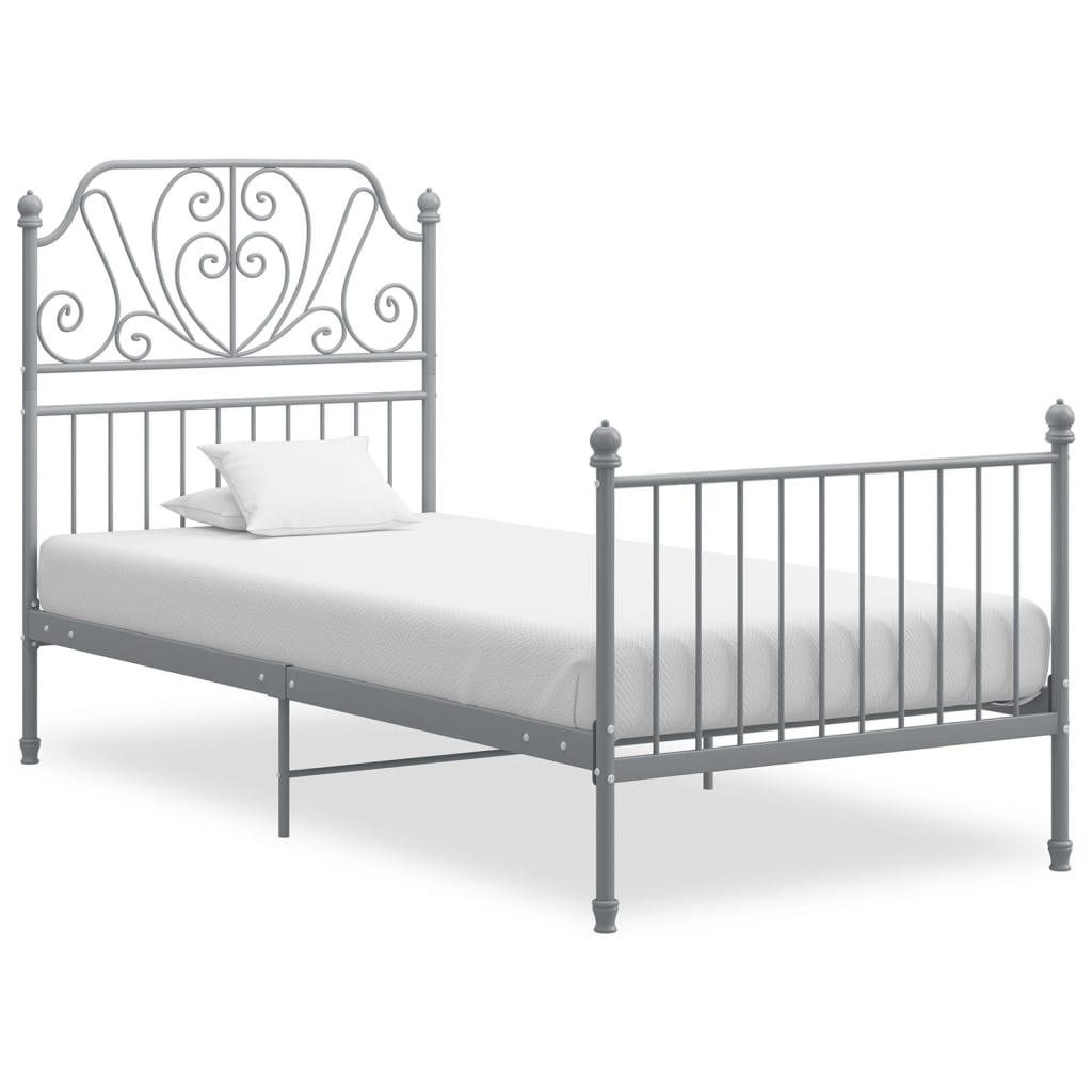 Bedframe metaal grijs 90x200 cm is nu te koop bij PeponiXL, paradijselijk wonen!