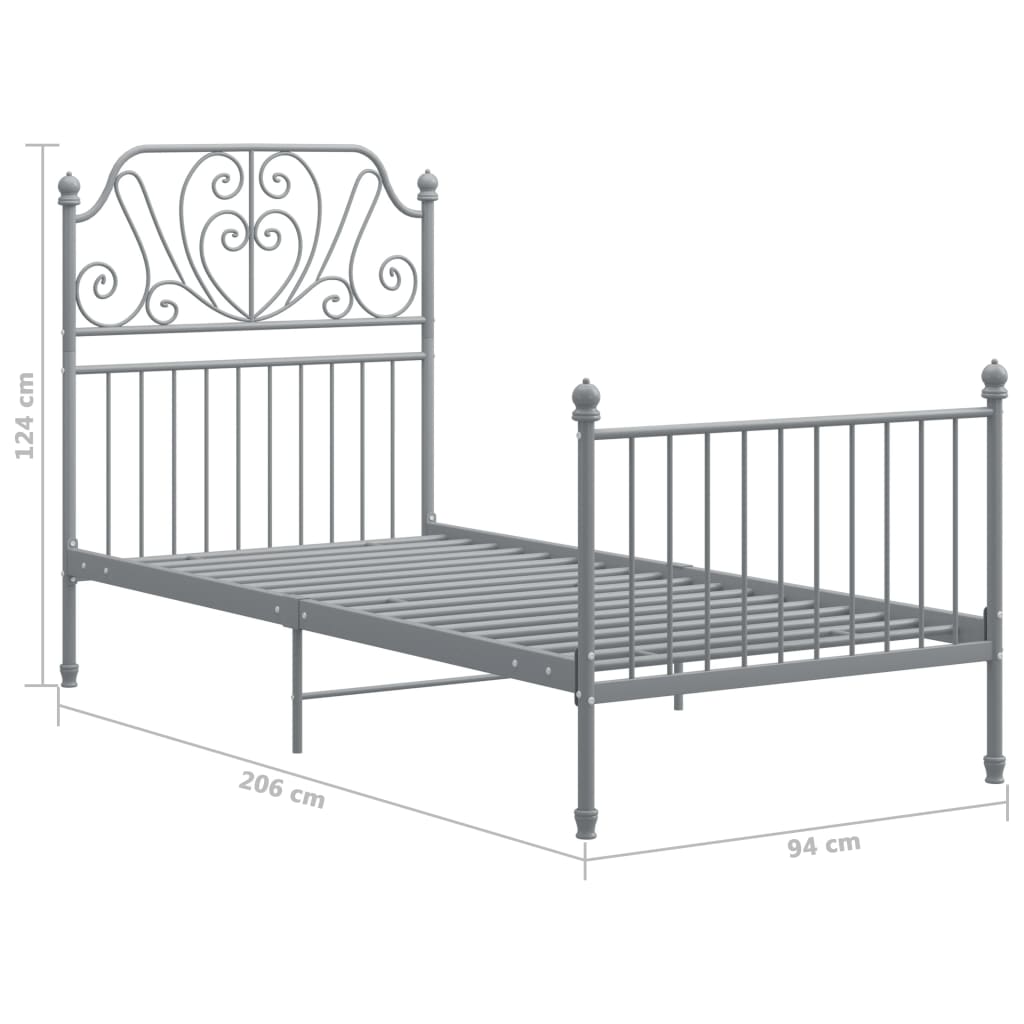 Bedframe metaal grijs 90x200 cm is nu te koop bij PeponiXL, paradijselijk wonen!