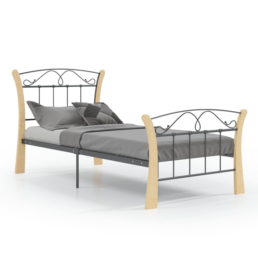 Bedframe metaal zwart 90x200 cm is nu te koop bij PeponiXL, paradijselijk wonen!