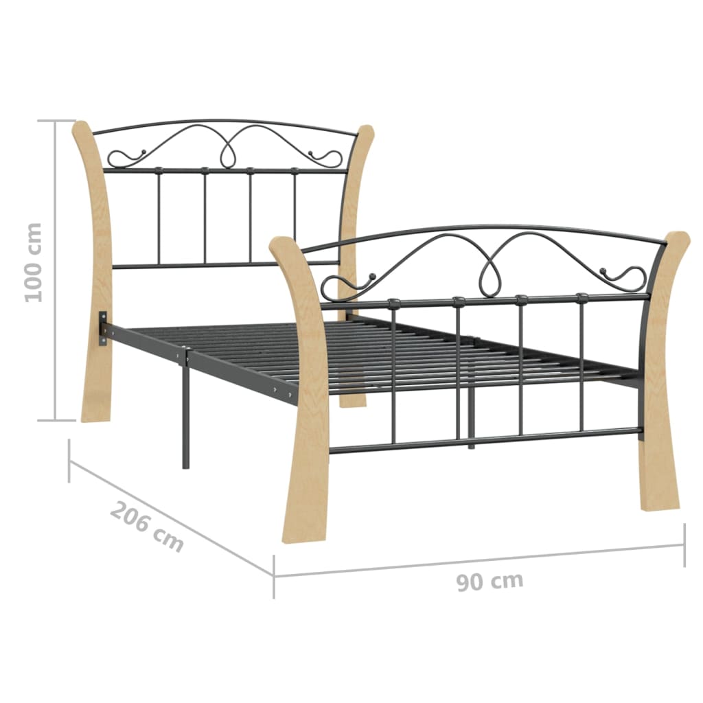 Bedframe metaal zwart 90x200 cm is nu te koop bij PeponiXL, paradijselijk wonen!