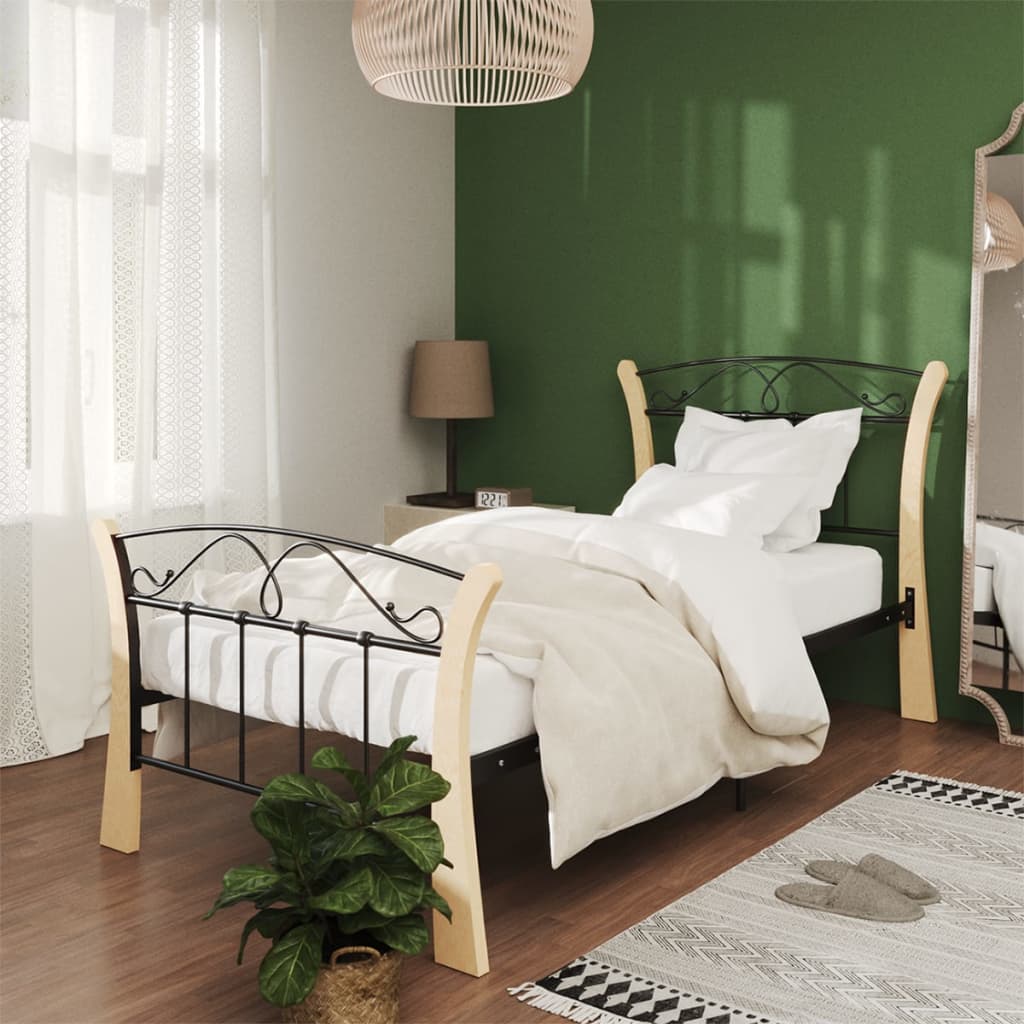 Bedframe metaal zwart 90x200 cm is nu te koop bij PeponiXL, paradijselijk wonen!