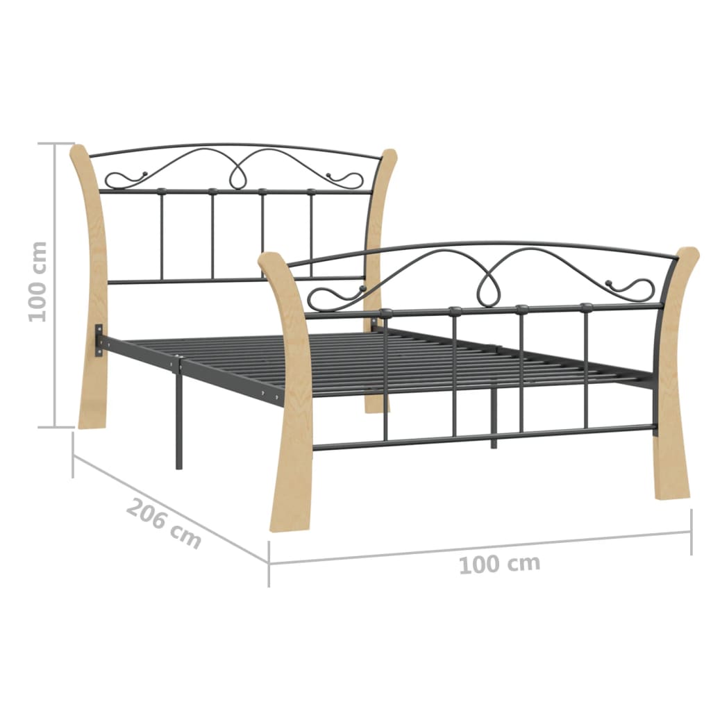 Bedframe metaal zwart 100x200 cm is nu te koop bij PeponiXL, paradijselijk wonen!