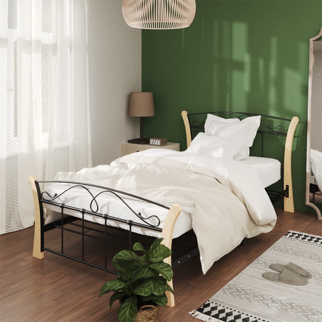 Bedframe metaal zwart 100x200 cm is nu te koop bij PeponiXL, paradijselijk wonen!