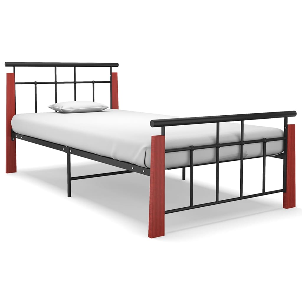 Bedframe metaal en massief eikenhout 90x200 cm is nu te koop bij PeponiXL, paradijselijk wonen!
