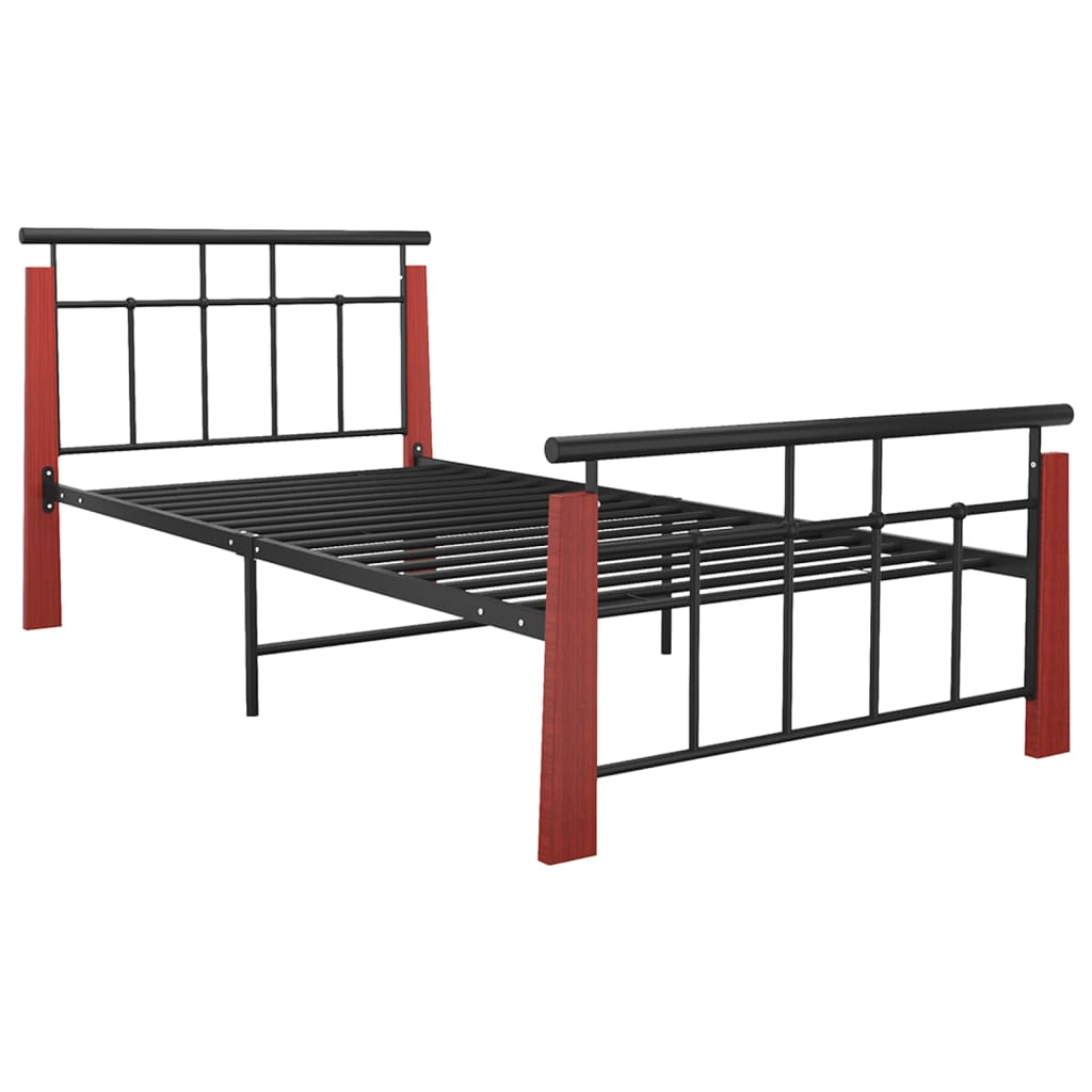 Bedframe metaal en massief eikenhout 90x200 cm is nu te koop bij PeponiXL, paradijselijk wonen!