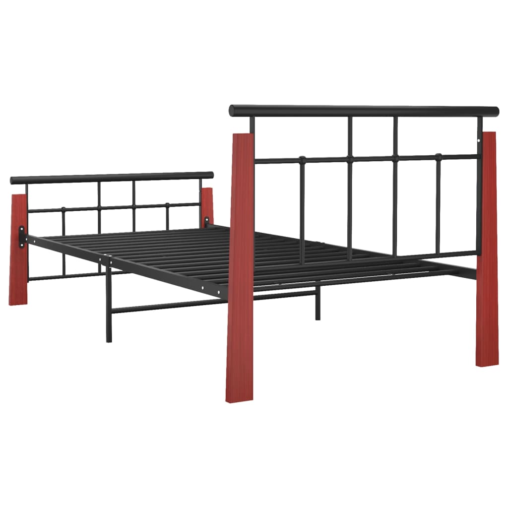 Bedframe metaal en massief eikenhout 90x200 cm is nu te koop bij PeponiXL, paradijselijk wonen!