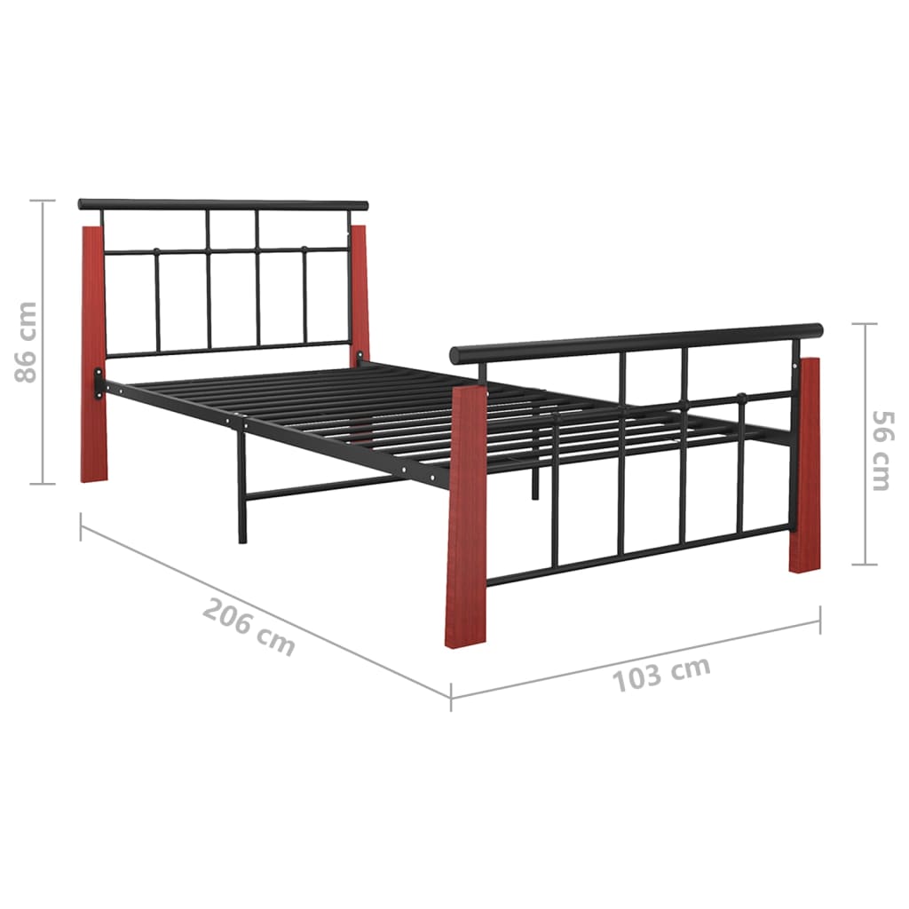 Bedframe metaal en massief eikenhout 90x200 cm is nu te koop bij PeponiXL, paradijselijk wonen!