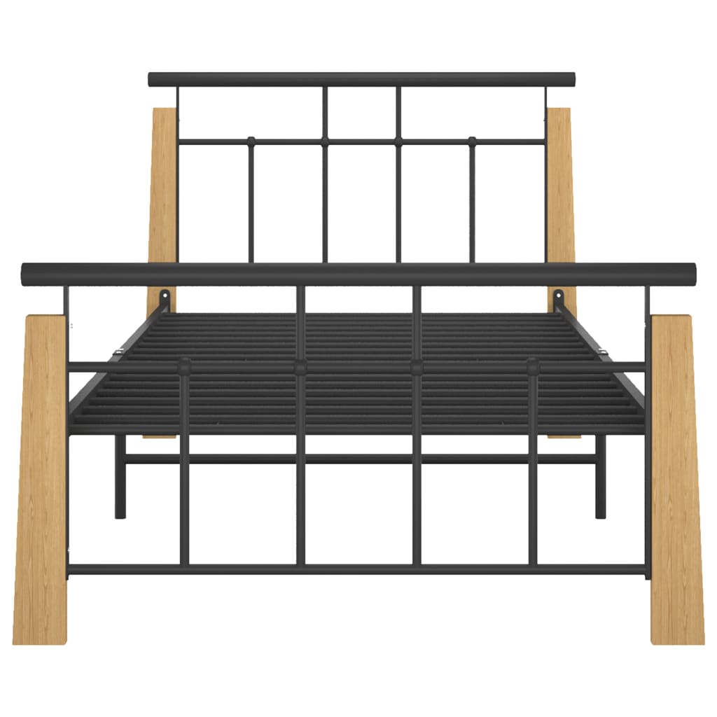 Bedframe metaal en massief eikenhout 90x200 cm is nu te koop bij PeponiXL, paradijselijk wonen!