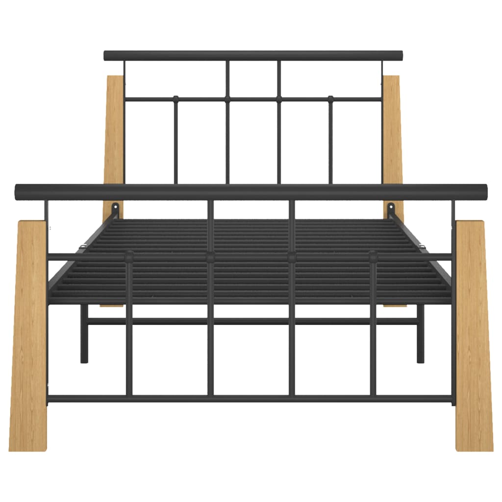 Bedframe metaal en massief eikenhout 100x200 cm is nu te koop bij PeponiXL, paradijselijk wonen!