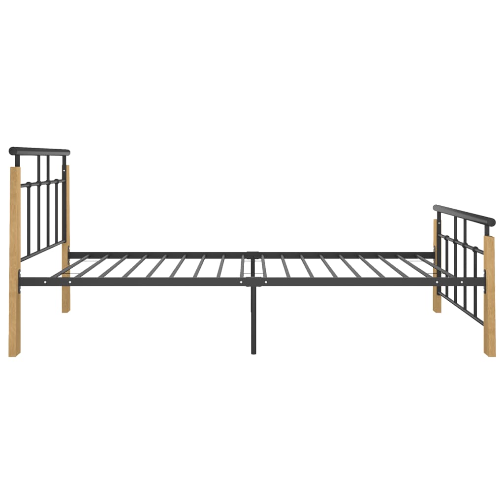 Bedframe metaal en massief eikenhout 100x200 cm is nu te koop bij PeponiXL, paradijselijk wonen!