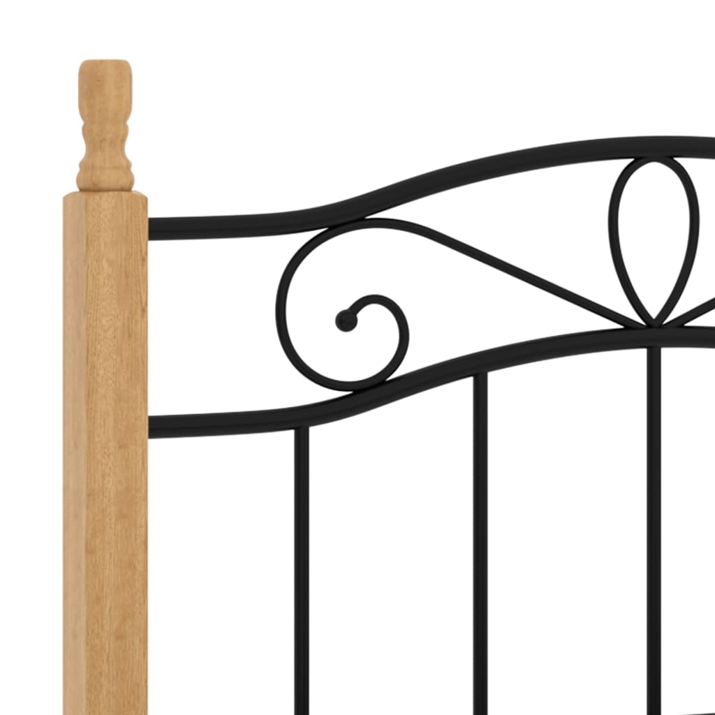 Bedframe metaal en massief eikenhout zwart 90x200 cm is nu te koop bij PeponiXL, paradijselijk wonen!