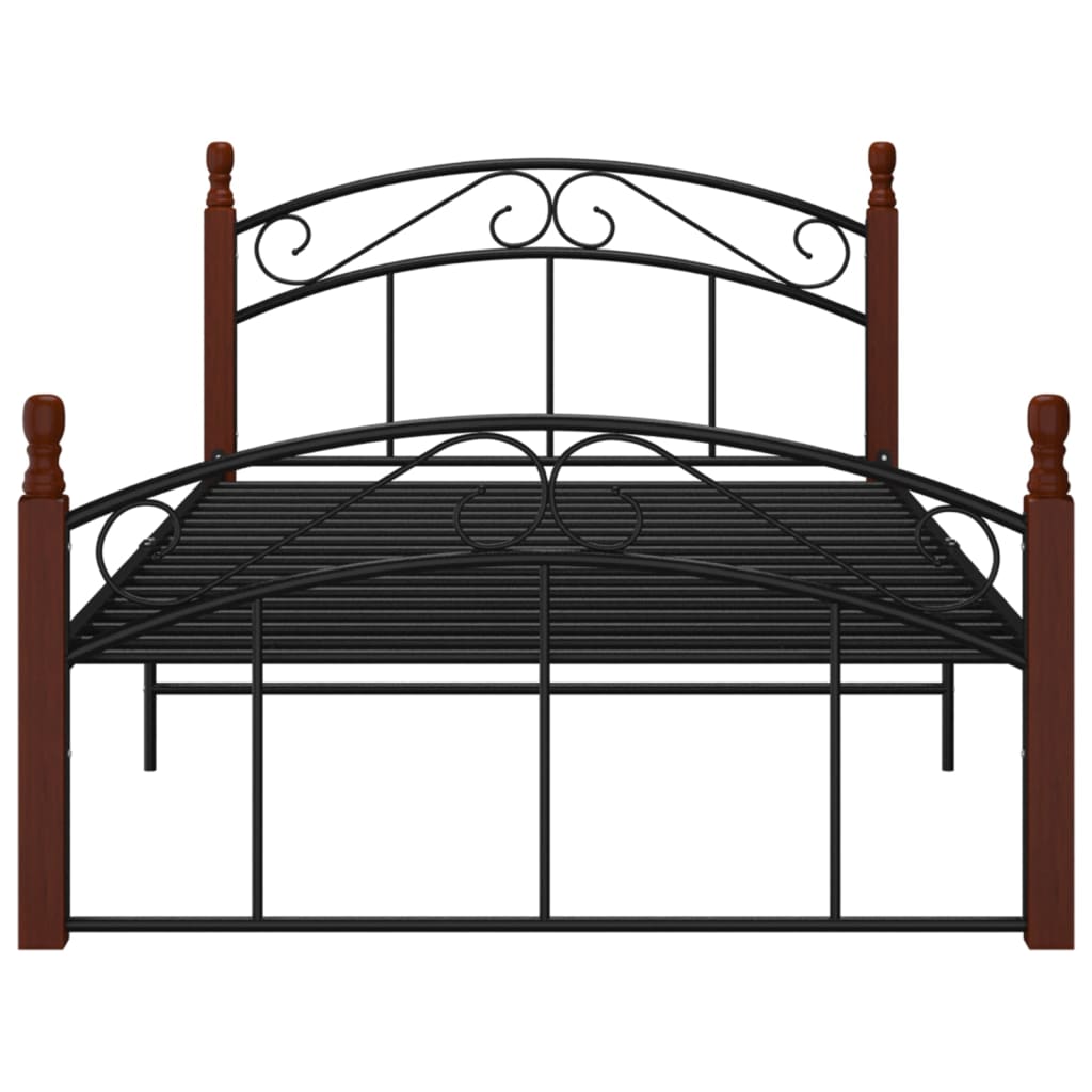 Bedframe metaal en massief eikenhout zwart 120x200 cm is nu te koop bij PeponiXL, paradijselijk wonen!