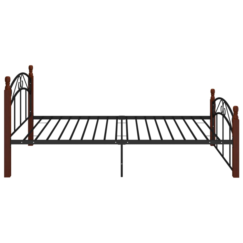 Bedframe metaal en massief eikenhout zwart 120x200 cm is nu te koop bij PeponiXL, paradijselijk wonen!