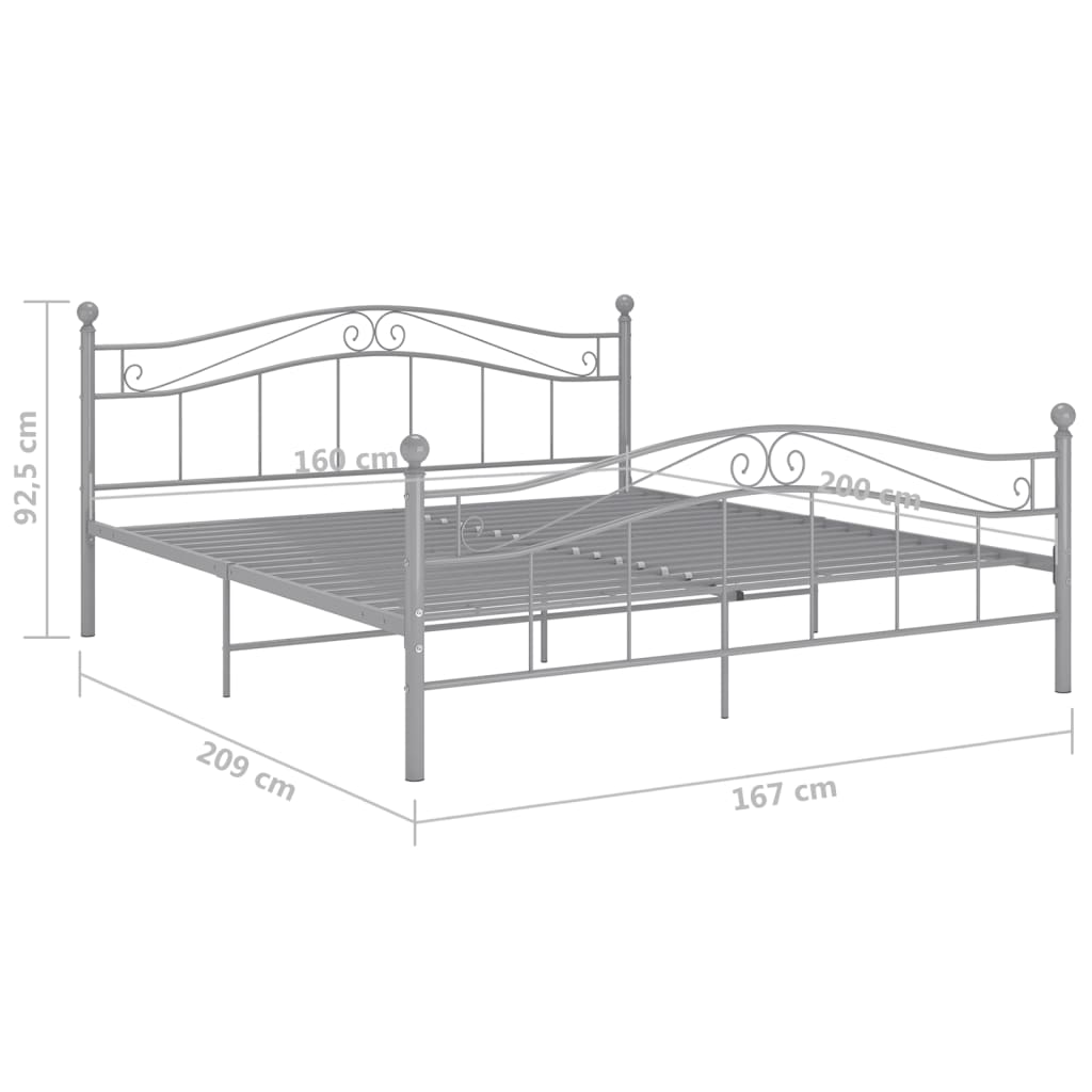 Bedframe metaal grijs 160x200 cm is nu te koop bij PeponiXL, paradijselijk wonen!