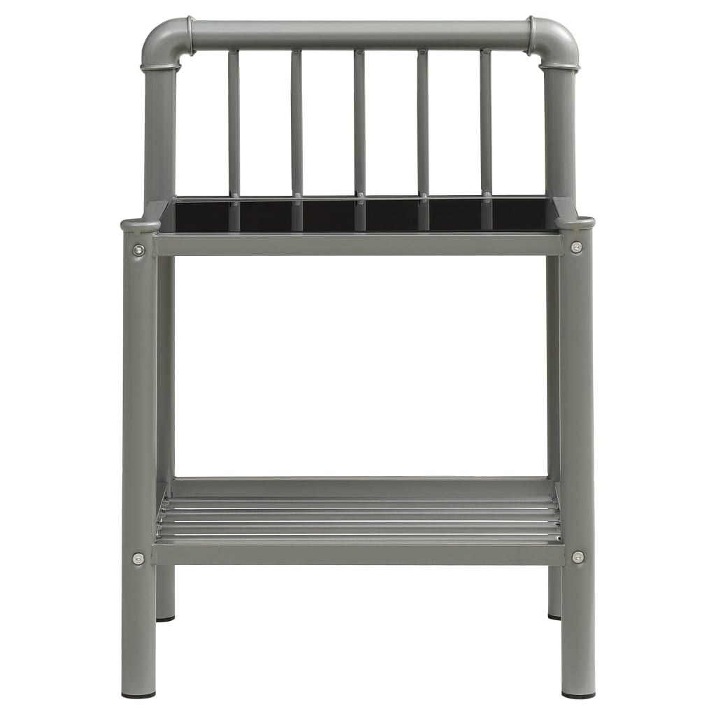 Nachtkastjes 2 st metaal en glas grijs en zwart is nu te koop bij PeponiXL, paradijselijk wonen!